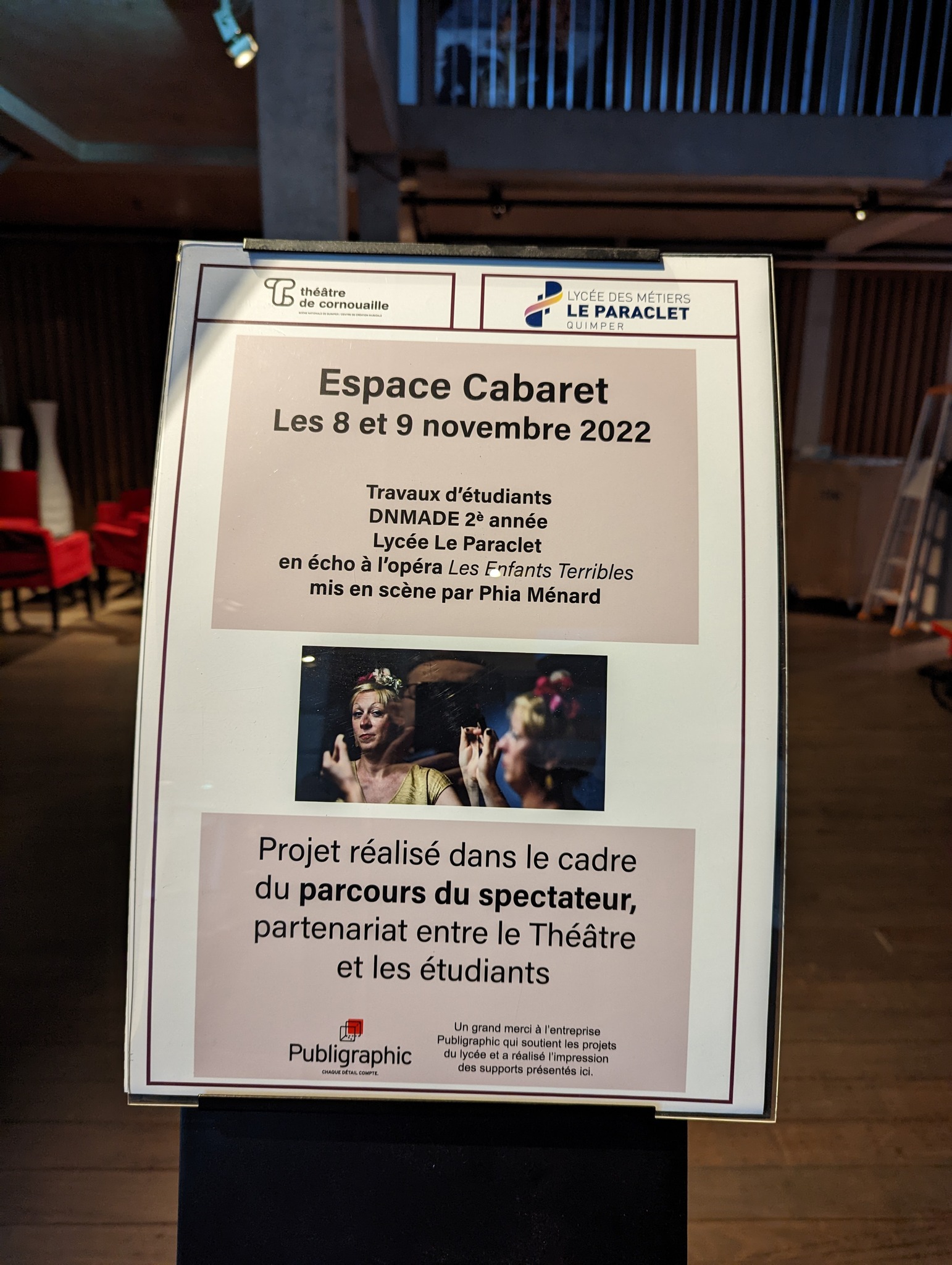 Partenariat Le Paraclet - Théâtre de Cornouaille - projet scénographie autour du spectacle "Les enfants terribles" de Jean Cocteau